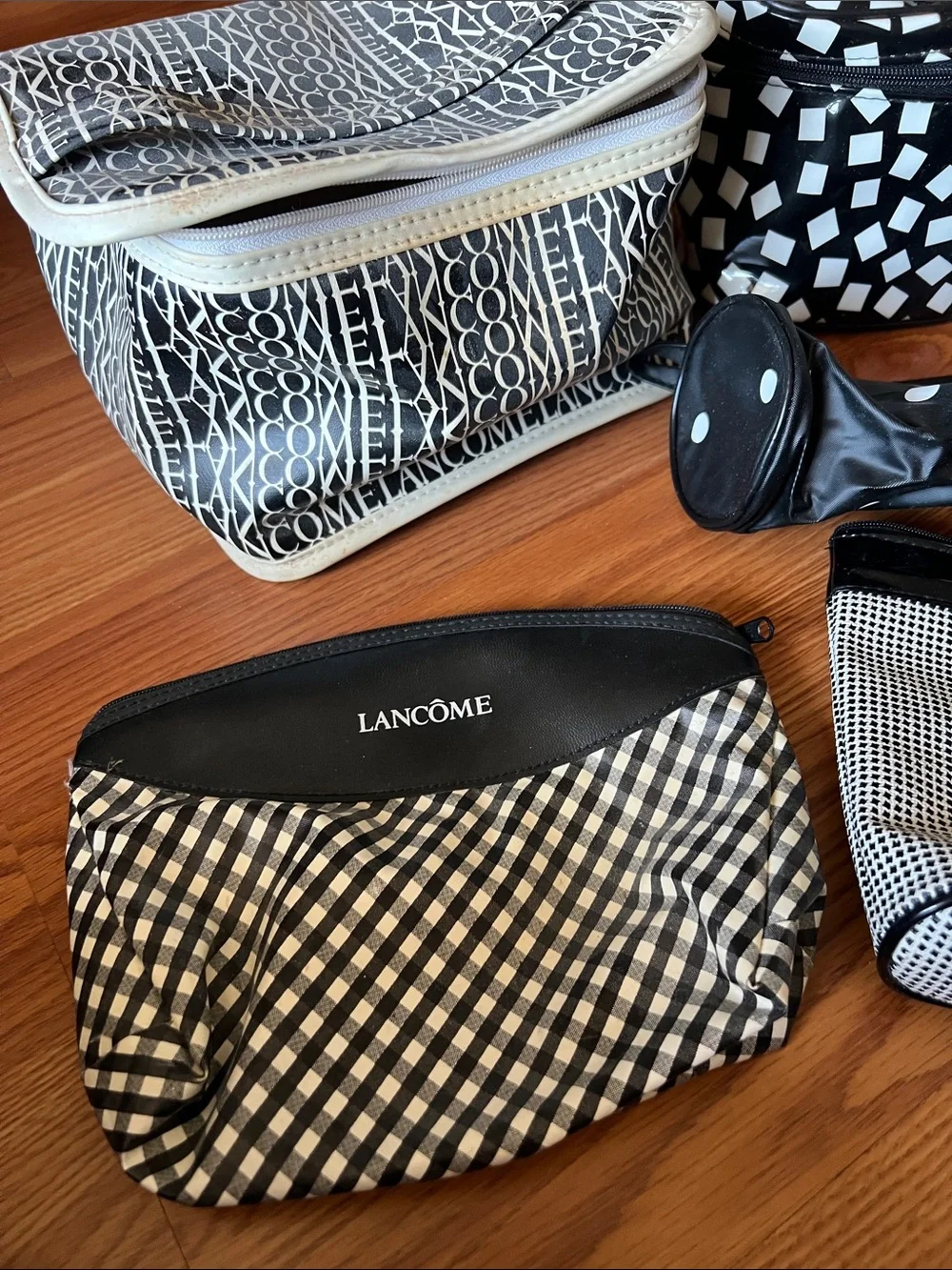 Bundle of six vintage Lancome makeup bags